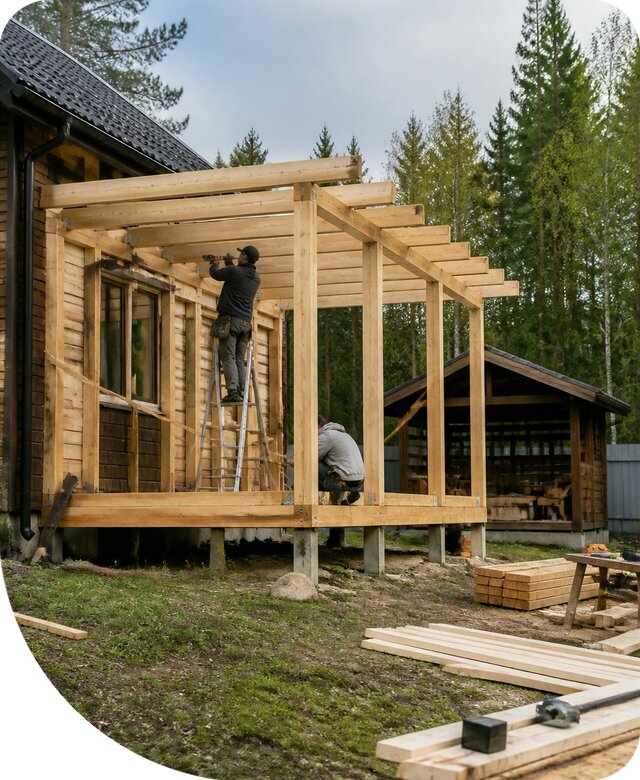 Строительство пристроек и построек на участке в Кохме