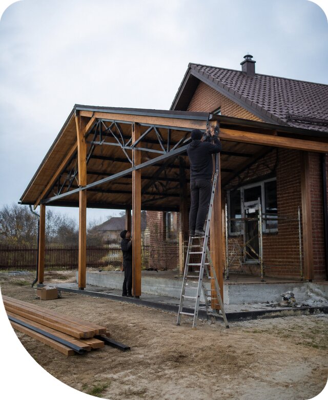 Пристройка навеса к дому и участку в Кохме под ключ